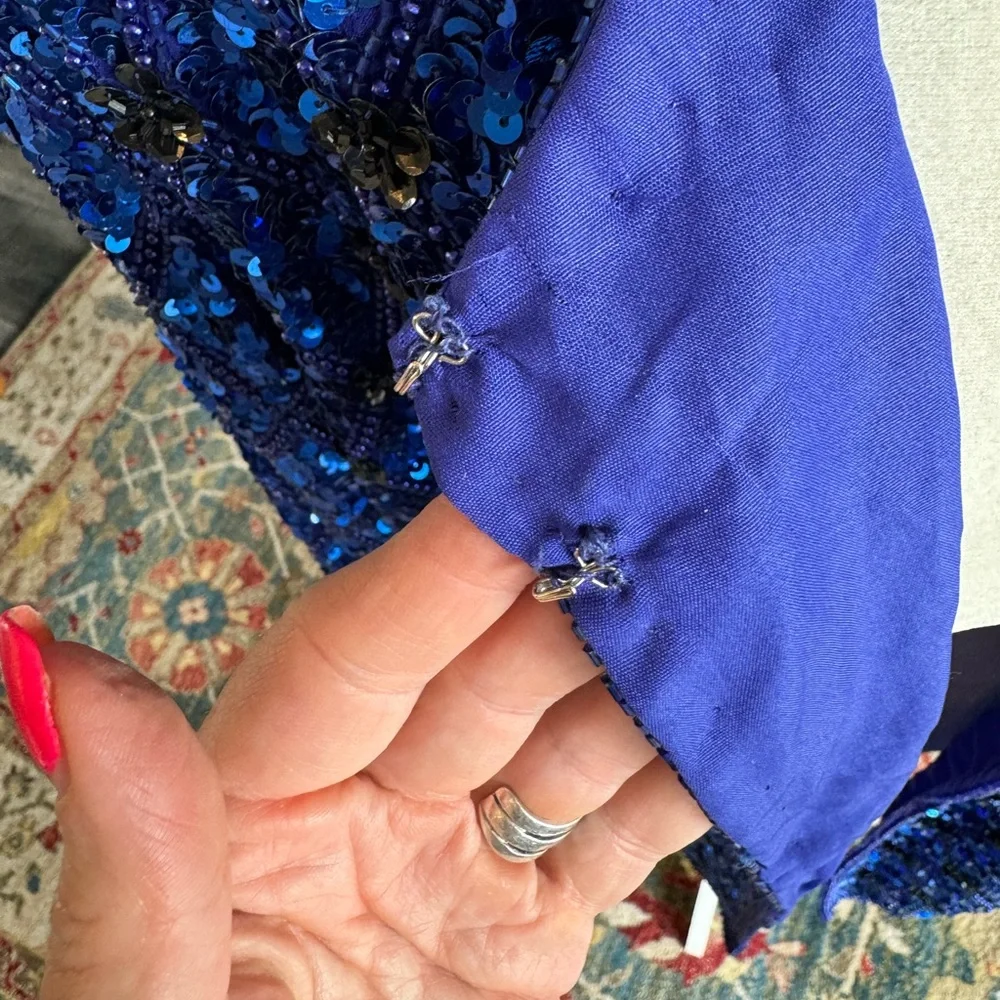 Stenay Blue Beaded Silk Sequined Vintage Jacket